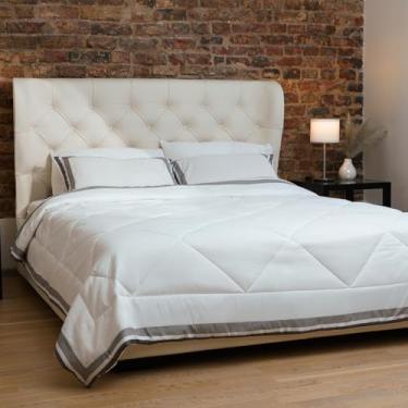 Imagem de Mon Chateau Conjunto de edredom King com borda listrada de 3 peças, roupa de cama de microfibra macia com design moderno listrado, inclui edredom e 2 fronhas, aconchegante, elegante e durável