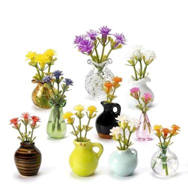 Imagem de Conjunto de vasos magnéticos – Mini vasos de cerâmica e vidro com ímã forte para geladeira e quadro branco – vasos de flores pequenos decorativos para decoração de cozinha, casa ou escritório para