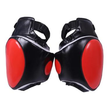 Imagem de KiBcsLic Protetores de coxa para Muay Thai, equipamento de treinamento, protetores de perna para chutes na coxa e nas pernas, ideais para treinos de sparring, Preto Vermelho