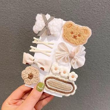 Imagem de 9 peças de grampo de cabelo de pelúcia, cabelo quebrado infantil, clipe de borda, grampo de cabelo, acessório de cabelo para menina