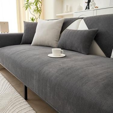 Imagem de HGTRH Capa para sofá Chaise Long Relax 1 2 3 4 lugares, resistente ao desgaste, lavável veludo de proteção capa de sofá com verso antiderrapante, adaptável à multidão de sofá preto almofada 50 * 30