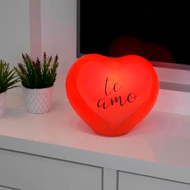 Imagem de Luminária 3D Coração Te Amo Vermelha Bivolt Presente Namorados