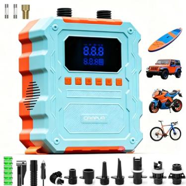 Imagem de Bomba elétrica de prancha de remo, bomba de SUP de alta pressão recarregável de 60PSI, inflação e deflação inteligente de dois estágios, desligamento automático para pranchas de stand up paddle, pneus