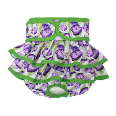 Imagem de Fraldas laváveis para cães fêmeas – reutilizáveis, altamente absorventes, à prova de vazamento, fraldas para cachorros fêmeas - verde-roxo-G