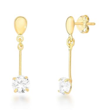 Imagem de Brinco Pendurado Zircônia Folheado a Ouro 18k Hipoalérgico