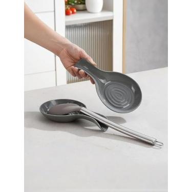 Imagem de Pacote com 2 descansos de colher, suporte de colher de plástico para balcão de cozinha, rack de utensílios de cozinha para colheres, pinças, espátulas, suporte de colher para fogão, seguro para