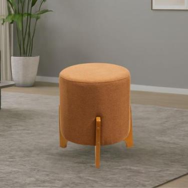 Imagem de Puff Apolo em Veludo Terracota e Tripé de Madeira Maciça Versátil Mode