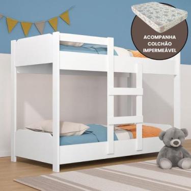 Imagem de Mini Beliche Infantil Com Escada Segura Acompanha Colchões Lado Imperm