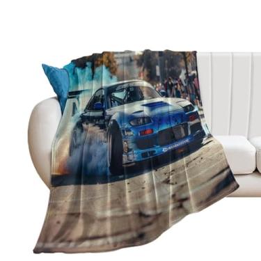 Imagem de Cobertor super macio de flanela leve para sofá-cama, cadeira, sofá, carro, viagem ao ar livre, leve, quente, rua, azul, drift, carro R35 Smoke JDM 152 x 203 cm