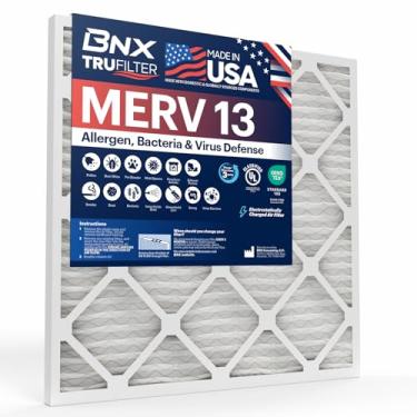 Imagem de BNX Filtro de ar TruFilter MERV 13 20 x 24 x 1 (pacote com 12) - Feito nos EUA - Filtros de ar condicionado plissados eletrostáticos HVAC AC para alergias, pólen, mofo, bactérias, fumaça, alérgeno
