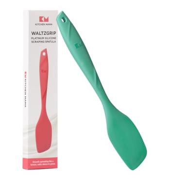 Imagem de Kitchen Mama Raspador de silicone: resistente ao calor, lavável na máquina de lavar louça, com alça ergonômica, estável - perfeito para misturar, raspar, assar e espalhar, platina WaltzGrip (turquesa)