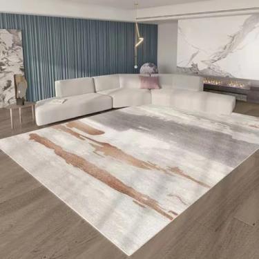 Imagem de Tapete branco puro, cor sólida, decorativo, grande, bege, para sala de estar, macio e confortável, para quarto (160 x 230 cm, 63 x 91 pol./FYR66)