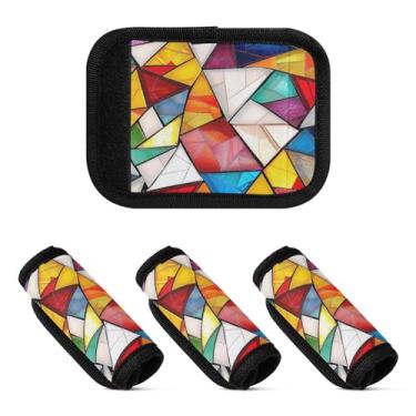 Imagem de Qilmy Pacote com 4 identificadores de bagagem colorido World para alça confortável para carrinho de bebê, mala de viagem, acessórios de viagem de avião2142