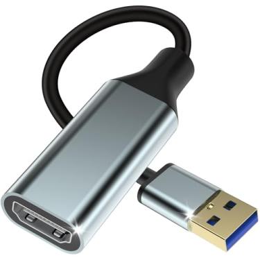 Imagem de Herfair Adaptador USB 3.0 para HDMI, conversor USB tipo A macho para HDMI fêmea para laptop/PC para projetor de tela de TV 1080p, compatível com sistema MacOS e Windows 11/10/8.1/8/7, driver integrado