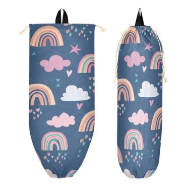 Imagem de xigua Suporte de parede para saco plástico arco-íris caprichoso com cordão 1 pacote, organizador de sacolas de supermercado reutilizável para bolsas, meias, roupas íntimas e gravatas