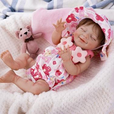 Imagem de Boneca Bebê Reborn Menina Sweetie Realista Pintado Original Corpo de Silicone 48cm Com Acessórios