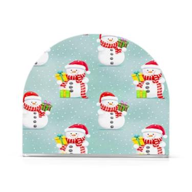Imagem de Qilmy Porta-guardanapos de acrílico de boneco de neve de Natal, porta-guardanapos para mesas cozinha restaurante decoração de casa, suporte decorativo moderno para guardanapos de coquetel de papel de