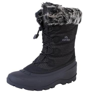 Imagem de ICEFACE Bota de neve feminina à prova d'água com tecido de nylon acolchoado e forro de pelúcia para o máximo calor e conforto, calçado de inverno elegante e funcional, perfeito para dias de neve e