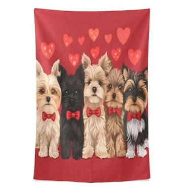 Imagem de STAYTOP Tapeçaria de parede de cachorro fofo para decoração de casa, decoração de dormitório, sala de estar, quarto, tapete de parede (90 × 60 pol)