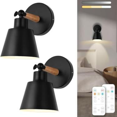 Imagem de Luminária de parede de madeira com sensor de movimento, sem fio e a bateria, sem necessidade de conexão à energia elétrica. Iluminação LED RGB para ambientes internos, com sensor de moviment