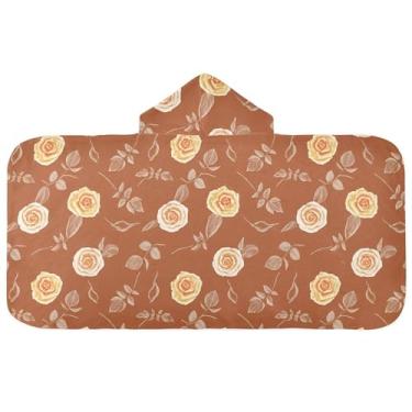 Imagem de Burbuja Toalha de banho com capuz de laço rosa para crianças, toalha de praia de pelúcia macia absorvente para chá de meninas e meninos 3-10 anos, 61 x 127 cm