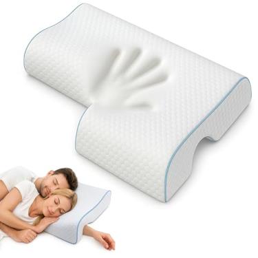 Imagem de amusediy Travesseiro ergonômico de espuma viscoelástica para casais – Travesseiro antipressão com túnel de braço, alivia a dor no pescoço e no ombro, ideal para abraçar e dormir (braço esquerdo)