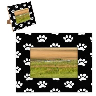 Imagem de hongjinglin Porta-retrato de 28 x 35,5 cm com estampa de pata de madeira, lindas molduras pretas com tapete para parede e mesa, para decoração de casa e amigos da família, ideias de presente de