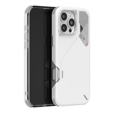 Imagem de Aulumu Capa A16 à prova de choque para iPhone 16 Pro Max | Controle atualizado da câmera | Refrigeração real | Moldura de liga de alumínio | Proteção composta multicamadas - Branca