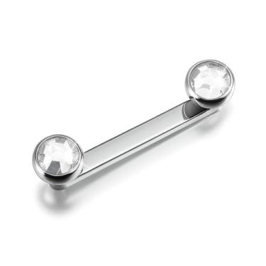 Imagem de Josojoou Piercing de Superfície de Titânio 14G Cristal Duplo Superfície Roscada Interna Tragus Staple Bar Piercing Joia 12 mm Barra Plana Unissex Joia Corporal