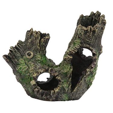 Imagem de Ornamento de Aquário em Resina Madeira Deriva Tronco Casa Oca para Decoração Paisagem Tanque Peixes Seguro Camarões Pequenos Répteis DIY Aparência Natural Baixo Manutenção