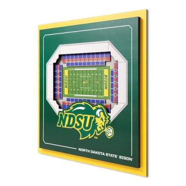 Imagem de YouTheFan Arte de parede 3D oficialmente licenciada pela NCAA North Dakota State Bison Stadium Series - réplica de estádio de equipe de várias camadas, presente detalhado para fãs de esportes de alta