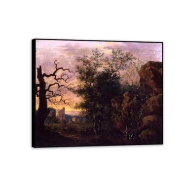 Imagem de Paisagem com árvore nua por Caspar David Friedrich Impressões em tela Well Decor The World Classic Art Reproduções de arte grande giclée arte de parede para sala de estar decoração de casa 85 x 70 cm