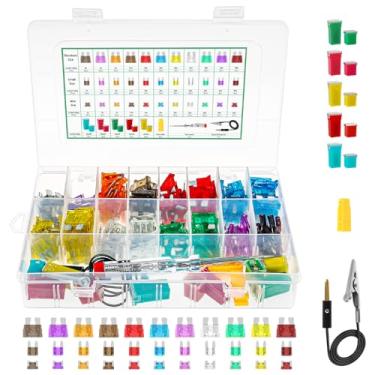 Imagem de Kit sortido de fusíveis de carro de 305 peças, zinco estanhado padrão/mini/caixa fusíveis de lâmina automotiva, kit sortido de fusíveis em forma de caixa alto/padrão e baixo perfil com extrator e