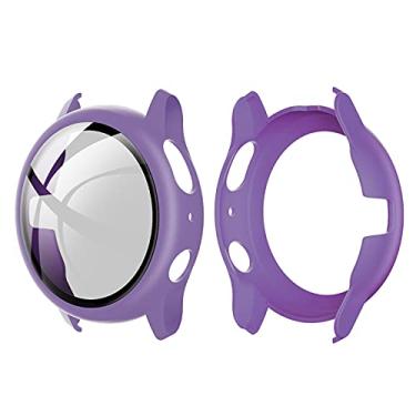 Imagem de Capa de PC Rígida com Protetor Tela Vidro Temperado Proteção Completa Case Fino Transparente Bumper Shell Substituto para Galaxy Watch Active 2