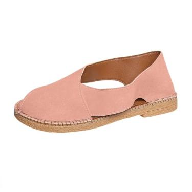 Imagem de Sandálias femininas estilo francês, salto plano, vazadas, fechadas nas costas, 2 cm, sola de verão, casual, praia, calçado, rosa, 36
