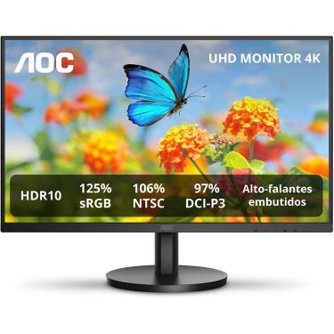 Imagem de Monitor 27” 4K AOC U27B3A/57 HDR10 Alto-falantes Integrados Bivolt Preto