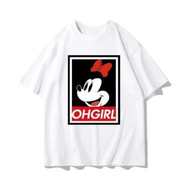 Imagem de Camiseta De Verão Mickey Minnie De Manga Curta Para Mulheres Roupas De