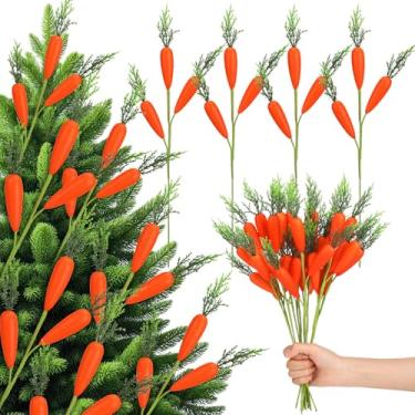 Imagem de Norme 12 palitos artificiais de cenoura de páscoa de 39 cm de espuma realista de ramos de cenoura falsos para arranjo floral, mesa de casa, decoração de árvore, artesanato faça você mesmo