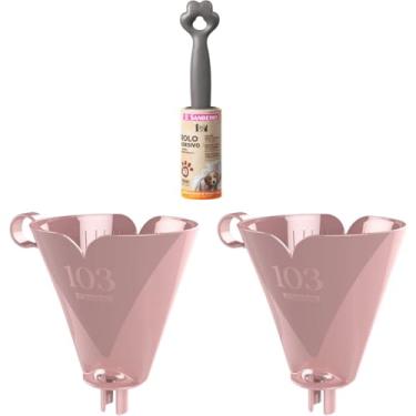 Imagem de Conjunto de 2 Suporte para Filtro de Café 103 Rosa + 1 Kit Rolo Adesivo Tira Pelos Linha Pet
