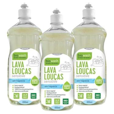 Imagem de 3 x Lava Louças Detergente Biodegradável Sensitive 650ml - Biowash