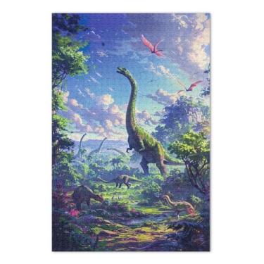 Imagem de Quebra-cabeças do mundo dos dinossauros com letras nas costas para adultos 500 peças