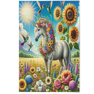 Imagem de Quebra-cabeça 500 peças adultos arte floral animal colorido unicórnio natureza grande quebra-cabeças tecnológicos presentes tecnológicos para amantes, 500 peças, 52 x 37,8 cm