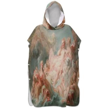Imagem de Joisal Rococó Pintura Poncho de Surf Clássico Trocador Roupão Adulto Praia com Capuz Toalha de Banho Secagem Rápida Poncho Masculino com Capuz
