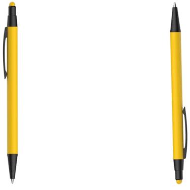 Imagem de Caneta Esferográfica em Metal Emborrachada com Ponta Touch, Escrita Azul, 2 Unidades Moderno Design (Kit 2 Amarelo)