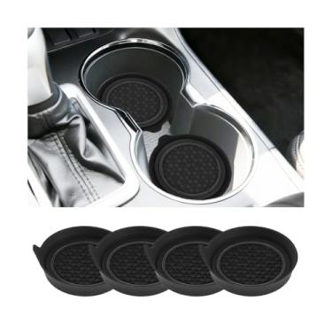 Imagem de Sandfren 4 peças de porta-copos de carro, tapetes embutidos de silicone antiderrapante para veículos, isolamento interno automotivo à prova de peneira, acessórios de almofada de copo de bebida, ajuste