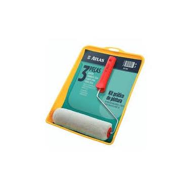Imagem de Kit de Pintura Atlas 3 a 7 Peças, Profissional Completo com Rolo, Trincha e Bandeja, Parede, Muros (Kit 3 Peças (1001))