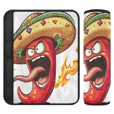 Imagem de Joitme Angry Pepper Almofada de cinto de segurança com dois pacotes, capas de cinto de segurança macias, adequadas para vários usos, ombreiras para mochilas