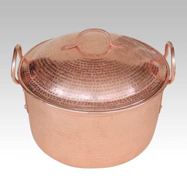 Imagem de Pote de cobre feito à mão, panela de medicamento de fervura binaural, açúcar, geleia de ferver e profundidade de sopa de cobre, panela grande (50 cm, com capa)
