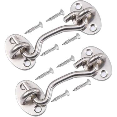 Imagem de Rainspire (Pacote com 2) Gancho de privacidade de 15 cm para porta de celeiro, trava de porta de celeiro de aço inoxidável, ganchos de cabine para persianas de portão, janela deslizante, celeiro