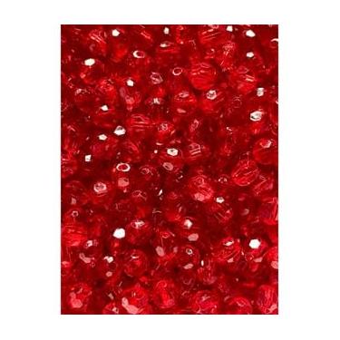 Imagem de Miçanga Acrílica Sextavada 6mm Colorida para Bijuteria e Artesanato – 200 Unidades (200 UNIDADES,VERMELHO - 145)